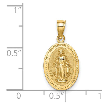 14k Yellow Gold Polished Miraculous Medal Pendant