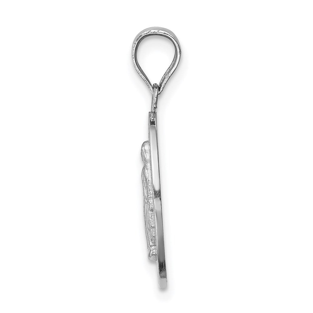 14k White Gold White Polished Miraculous Medal Pendant