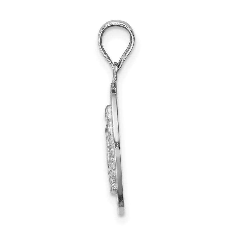 14k White Gold White Polished Miraculous Medal Pendant