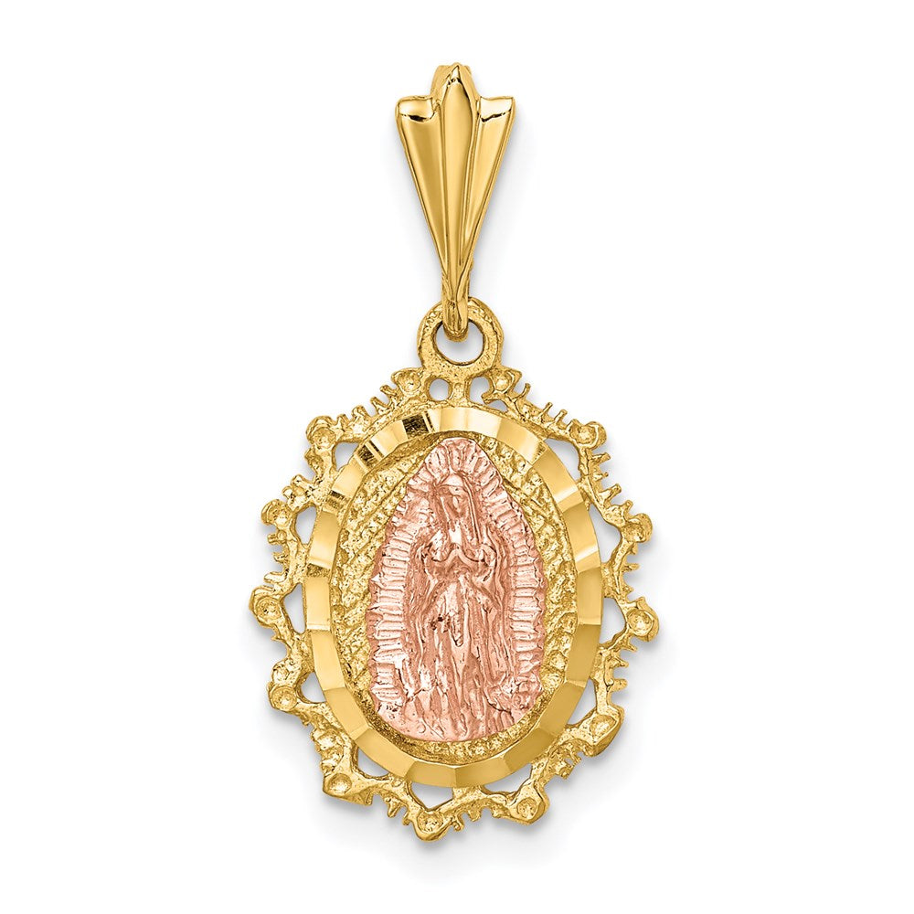 14k Two-tone Gold Polished St. Mary Medal Pendant