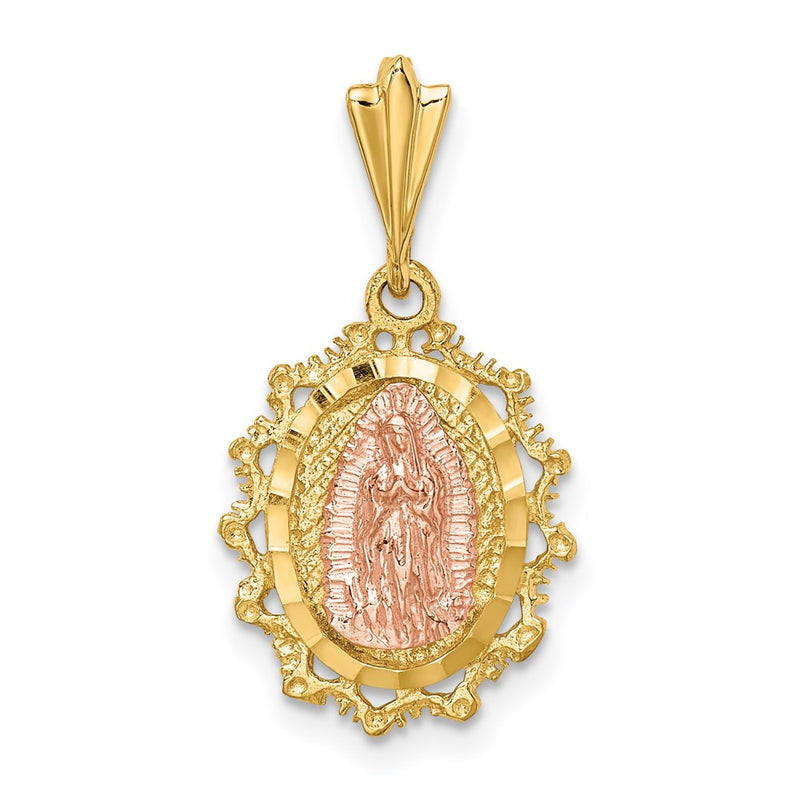 14k Two-tone Gold Polished St. Mary Medal Pendant