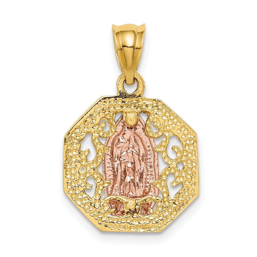 14k Two-tone Gold & White Rhodium Polished Guadalupe Pendant