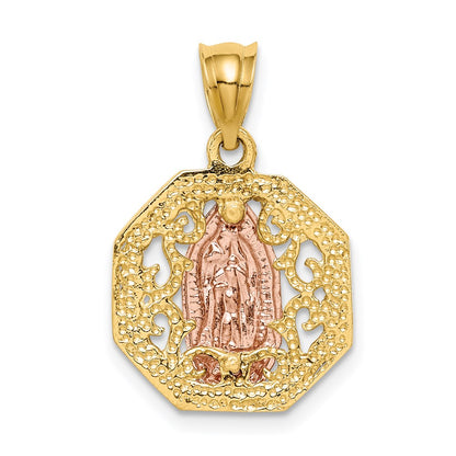 14k Two-tone Gold & White Rhodium Polished Guadalupe Pendant