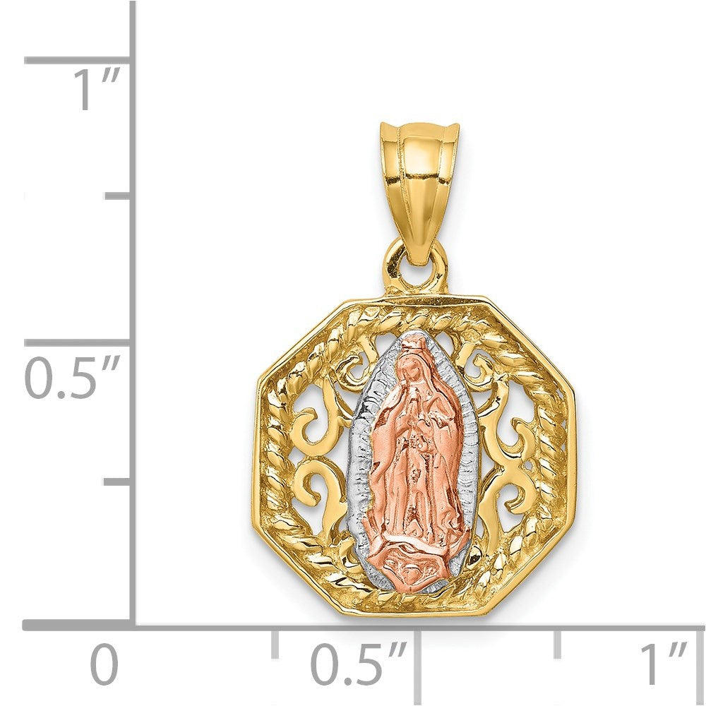 14k Two-tone Gold & White Rhodium Polished Guadalupe Pendant