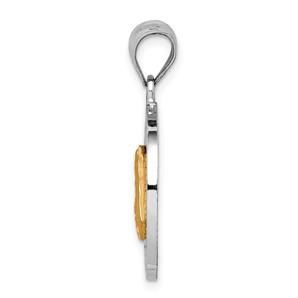 14k Two-tone Gold Brushed & Polished Virgin D/C Mary Pendant