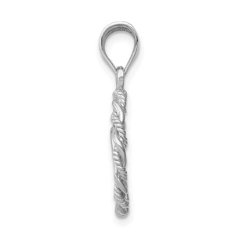 14k White Gold White Brushed & Polished Diamond-cut Virgin Mary Pendant