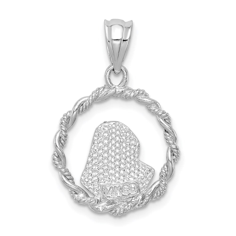 14k White Gold White Brushed & Polished Diamond-cut Virgin Mary Pendant