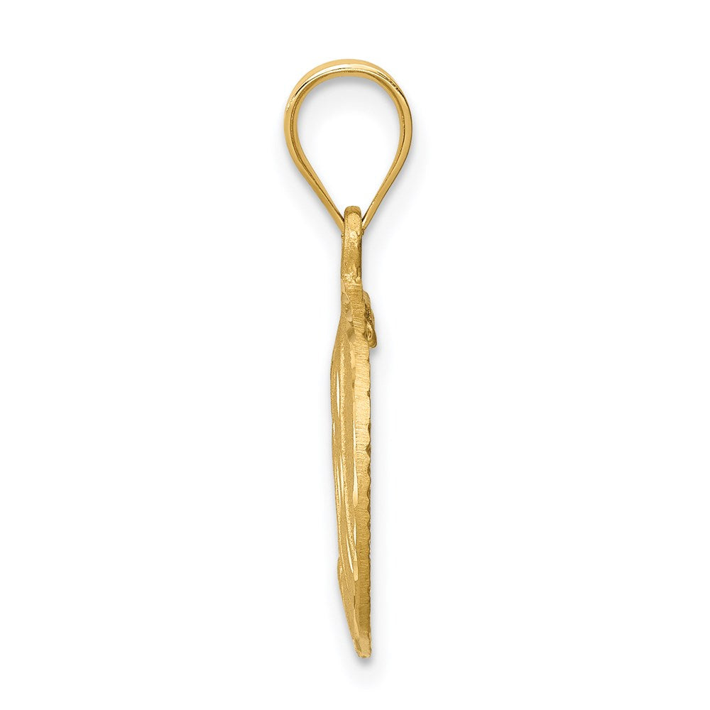 14k Yellow Gold Brushed Diamond-Cut Virgin Mary Pendant