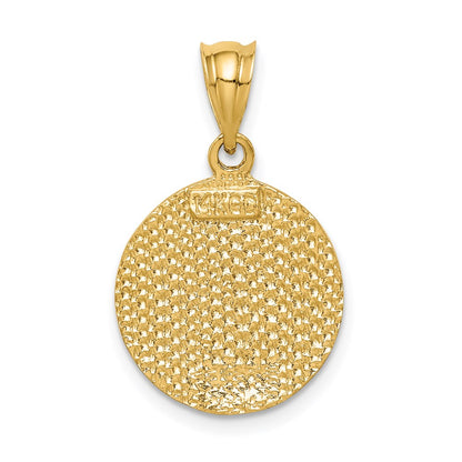 14k Yellow Gold Brushed Diamond-Cut Virgin Mary Pendant