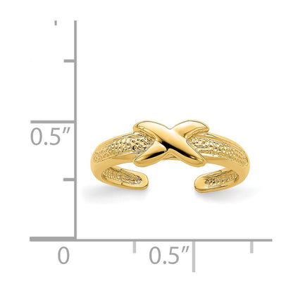14k Yellow Gold Polished Criss Cross Toe Ring