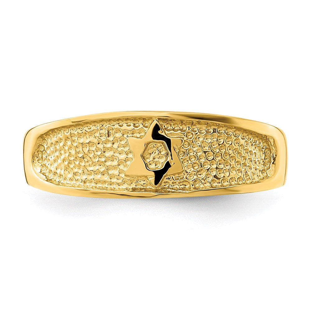 14k Yellow Gold Polished & Textured Star of David Toe Ring