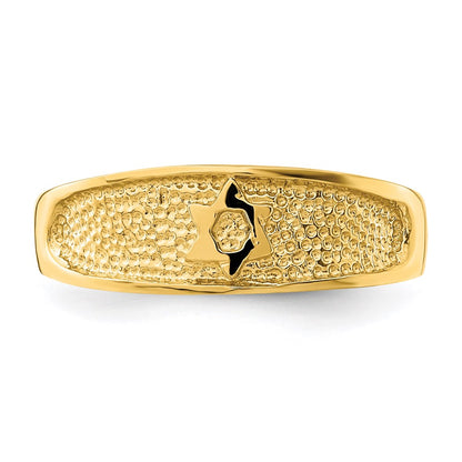 14k Yellow Gold Polished & Textured Star of David Toe Ring