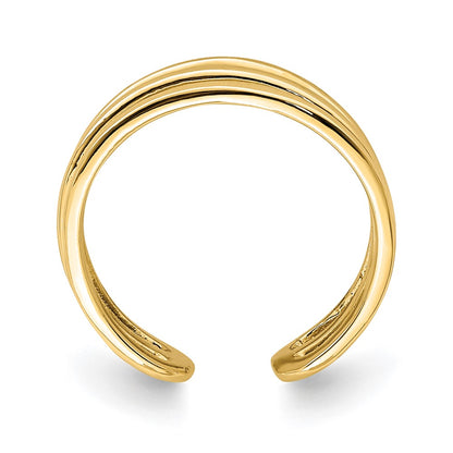 14k Yellow Gold Polished 3 Row Toe Ring