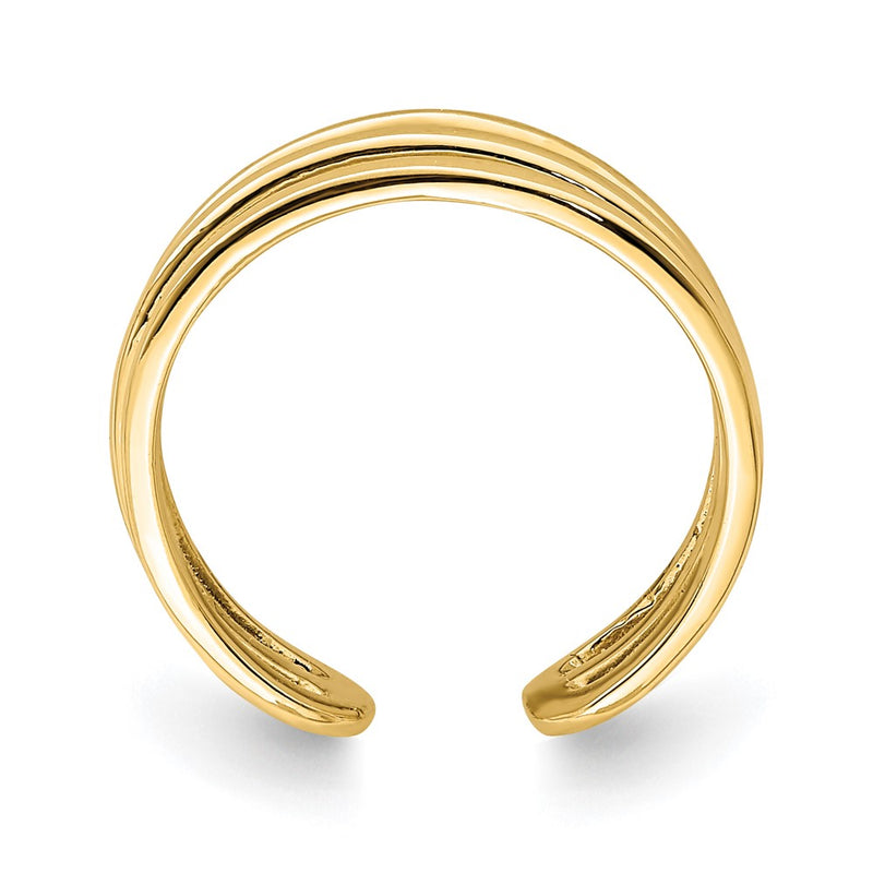 14k Yellow Gold Polished 3 Row Toe Ring