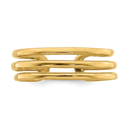 14k Yellow Gold Polished 3 Row Toe Ring