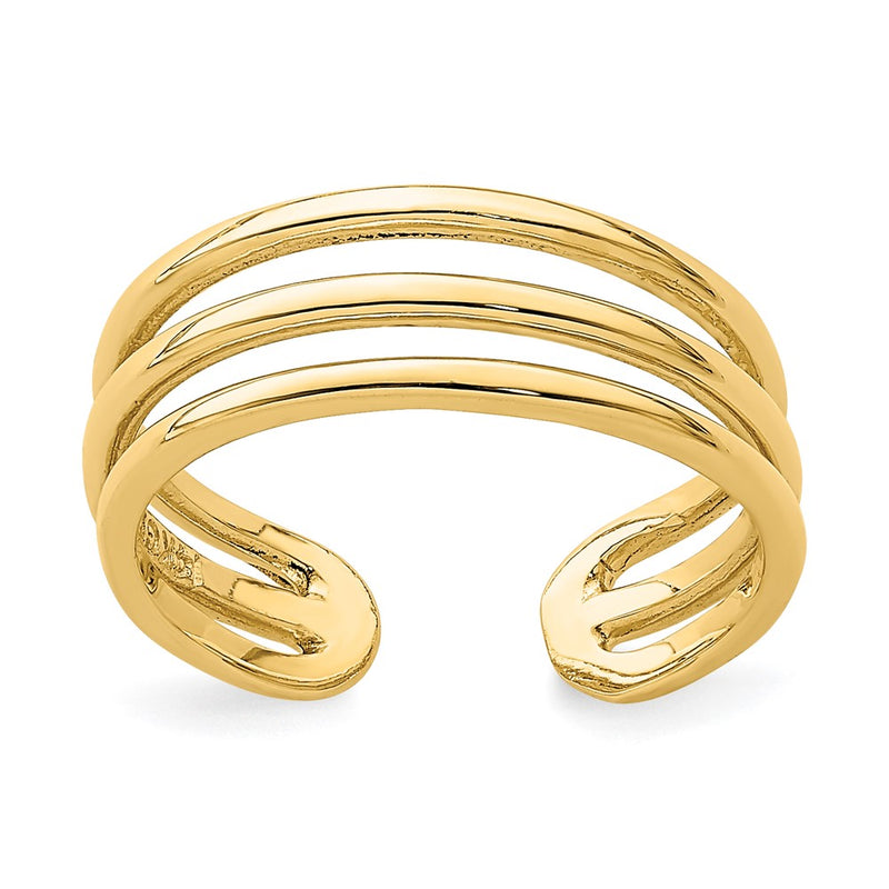 14k Yellow Gold Polished 3 Row Toe Ring