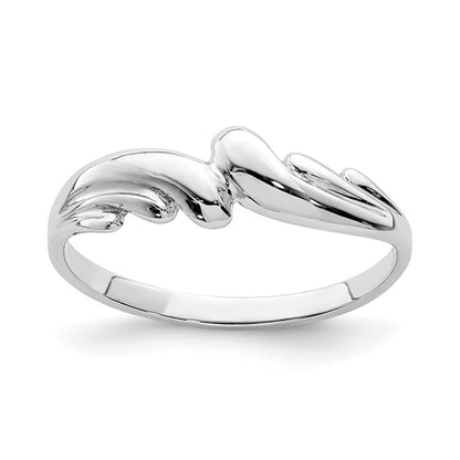 14K White Gold Polished Wave Ring