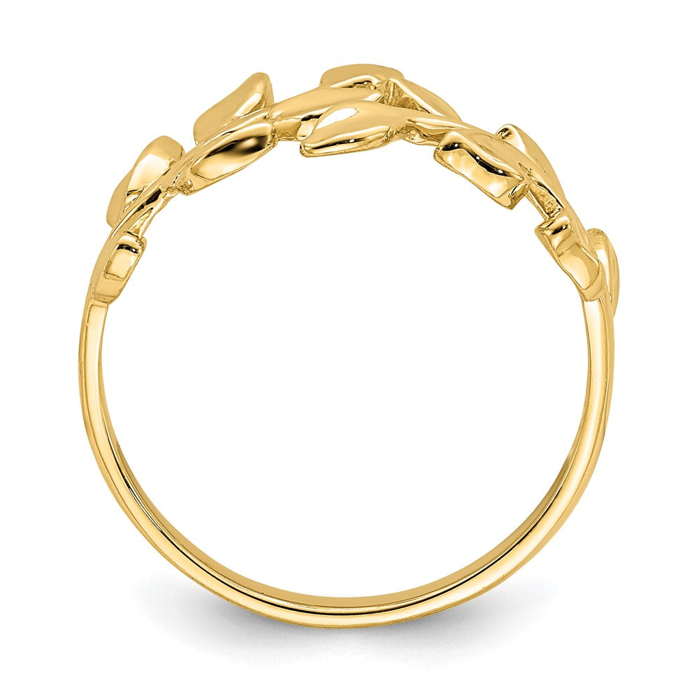 14K Yellow Gold Polished Leaf Ring