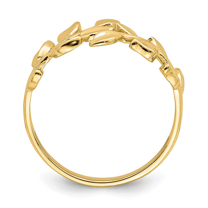 14K Yellow Gold Polished Leaf Ring