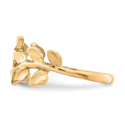 14K Yellow Gold Polished Leaf Ring