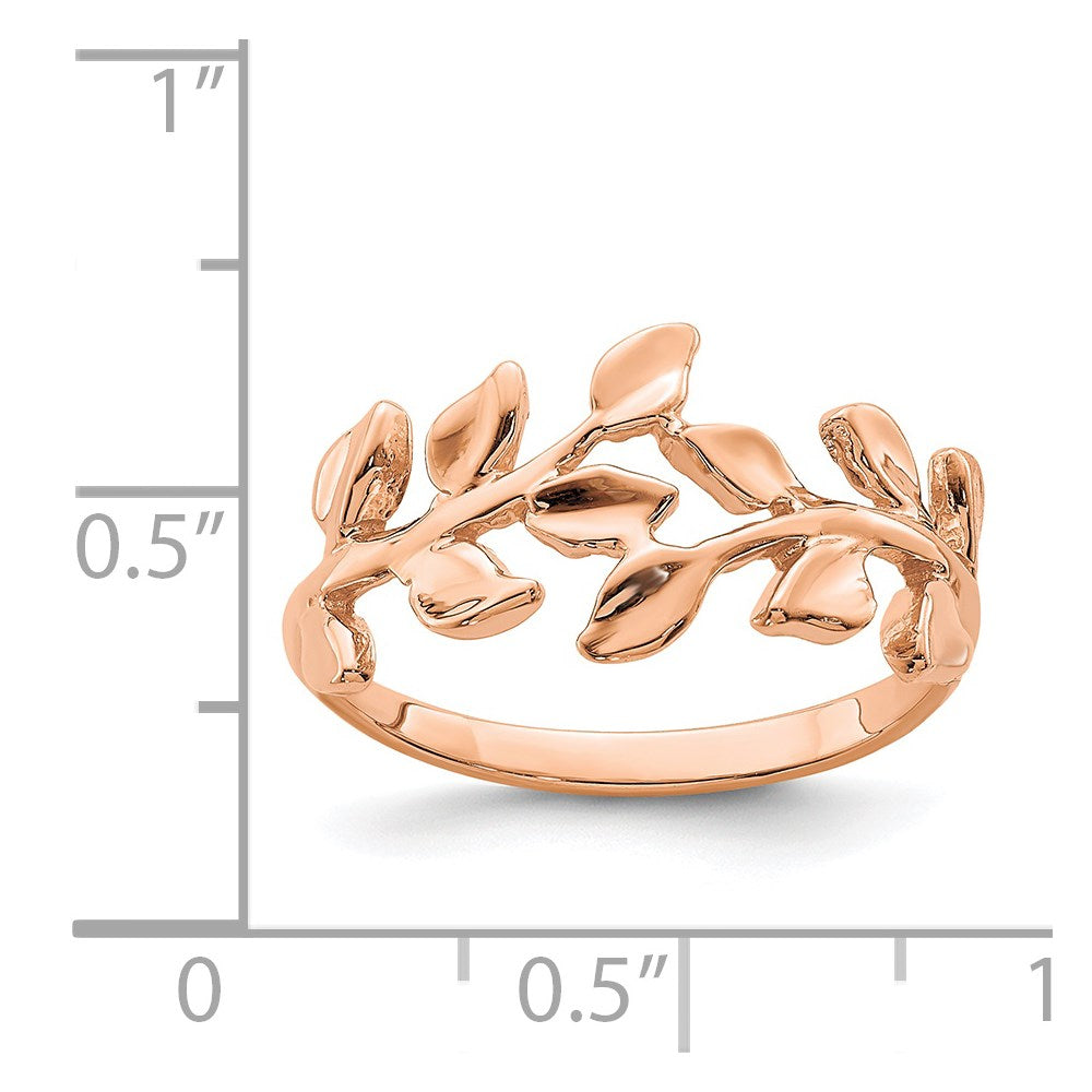 14K Rose Gold Polished Leaf Ring