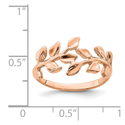 14K Rose Gold Polished Leaf Ring
