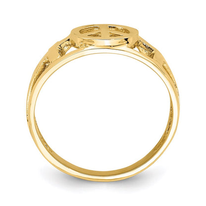 14K Yellow Gold Polished Peace and Cross Ring