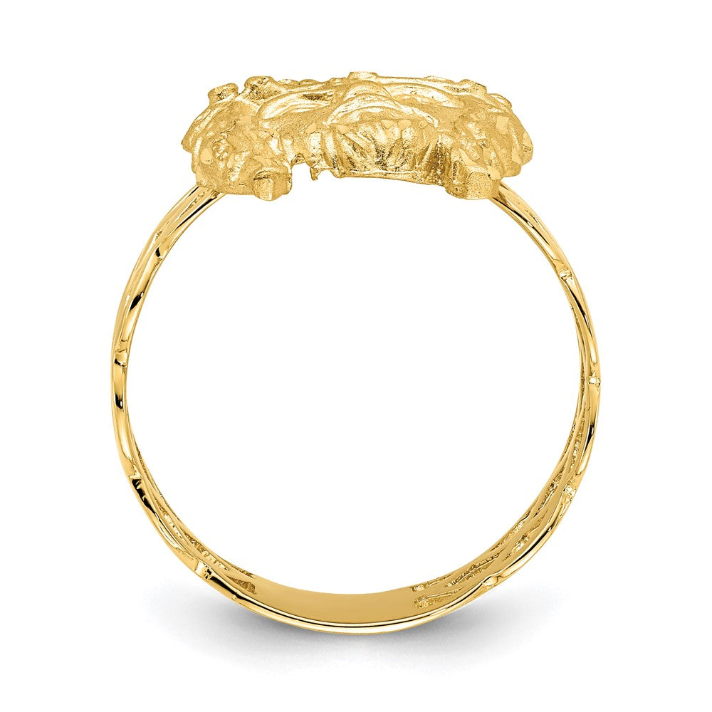 14K Yellow Gold Brushed & Polished D/C Jesus Head Ring
