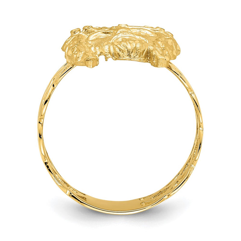 14K Yellow Gold Brushed & Polished D/C Jesus Head Ring