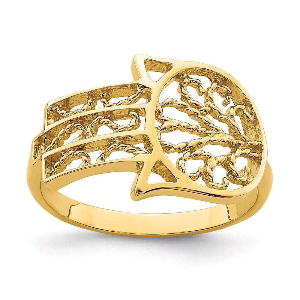 14K Yellow Gold Polished Hamsa Ring