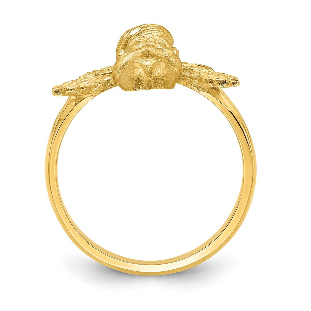 14K Yellow Gold Polished & Brushed D/C Praying Angel Ring