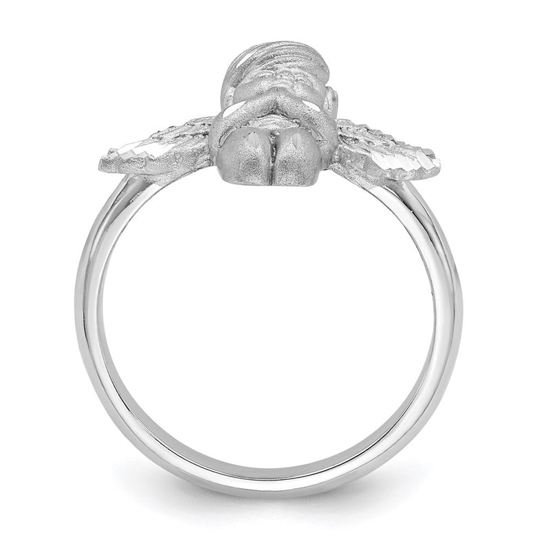 14K White Gold Polished & Brushed D/C Praying Angel Ring