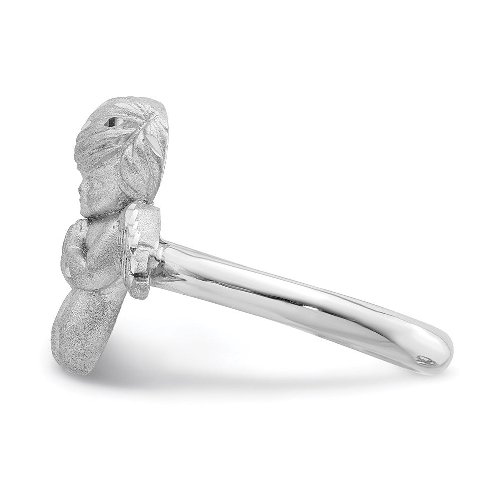 14K White Gold Polished & Brushed D/C Praying Angel Ring