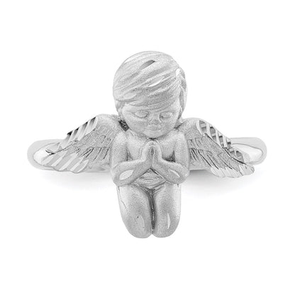 14K White Gold Polished & Brushed D/C Praying Angel Ring