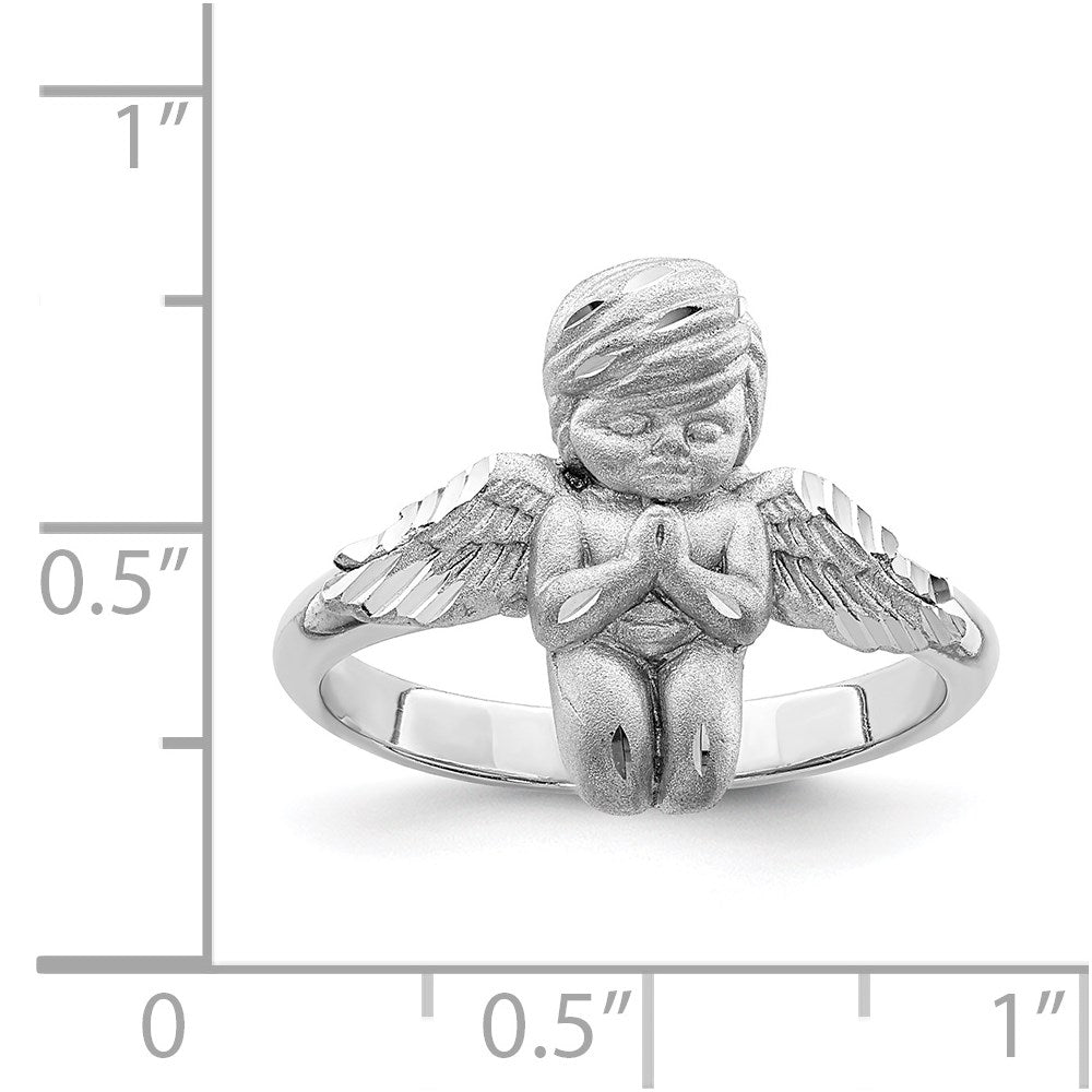 14K White Gold Polished & Brushed D/C Praying Angel Ring