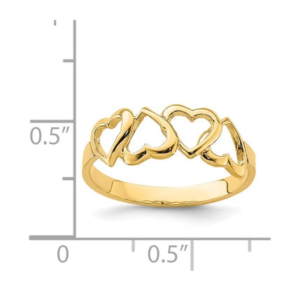 14K Yellow Gold Polished Heart Ring