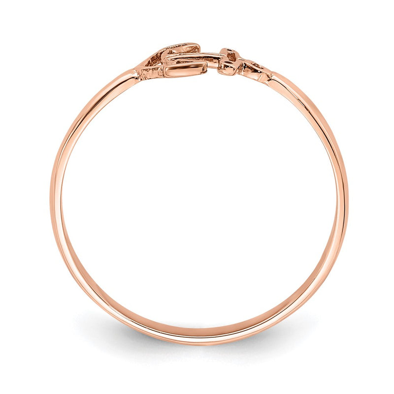 14K Rose Gold Polished Anchor Ring