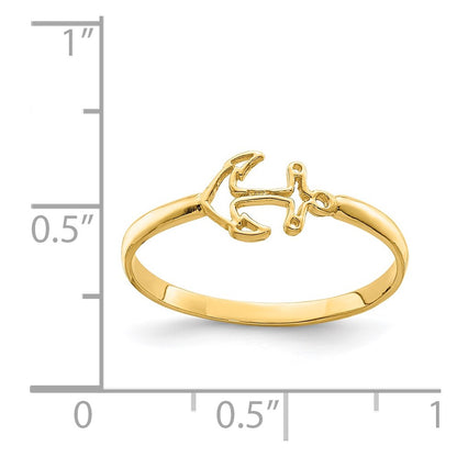 14K Yellow Gold Polished Anchor Ring