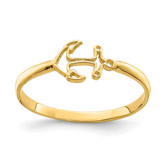 14K Yellow Gold Polished Anchor Ring