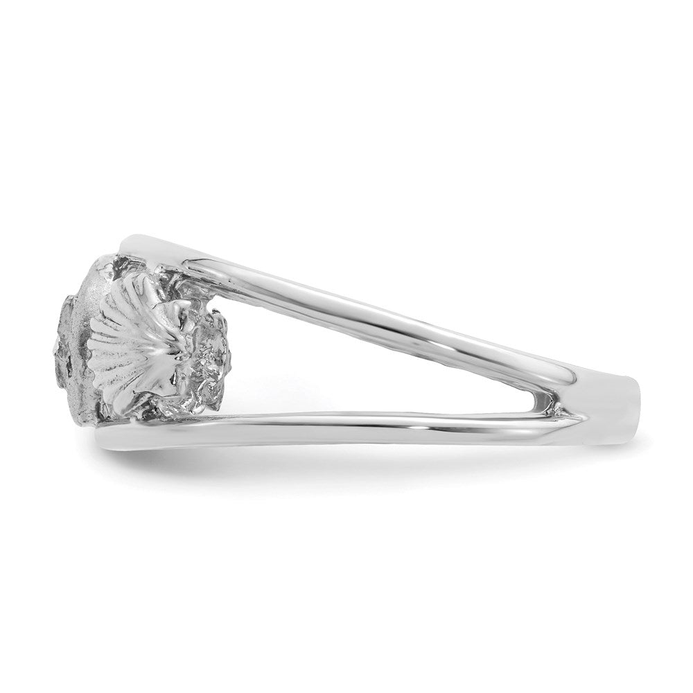 14K White Gold Brushed & Polished Sealife Ring