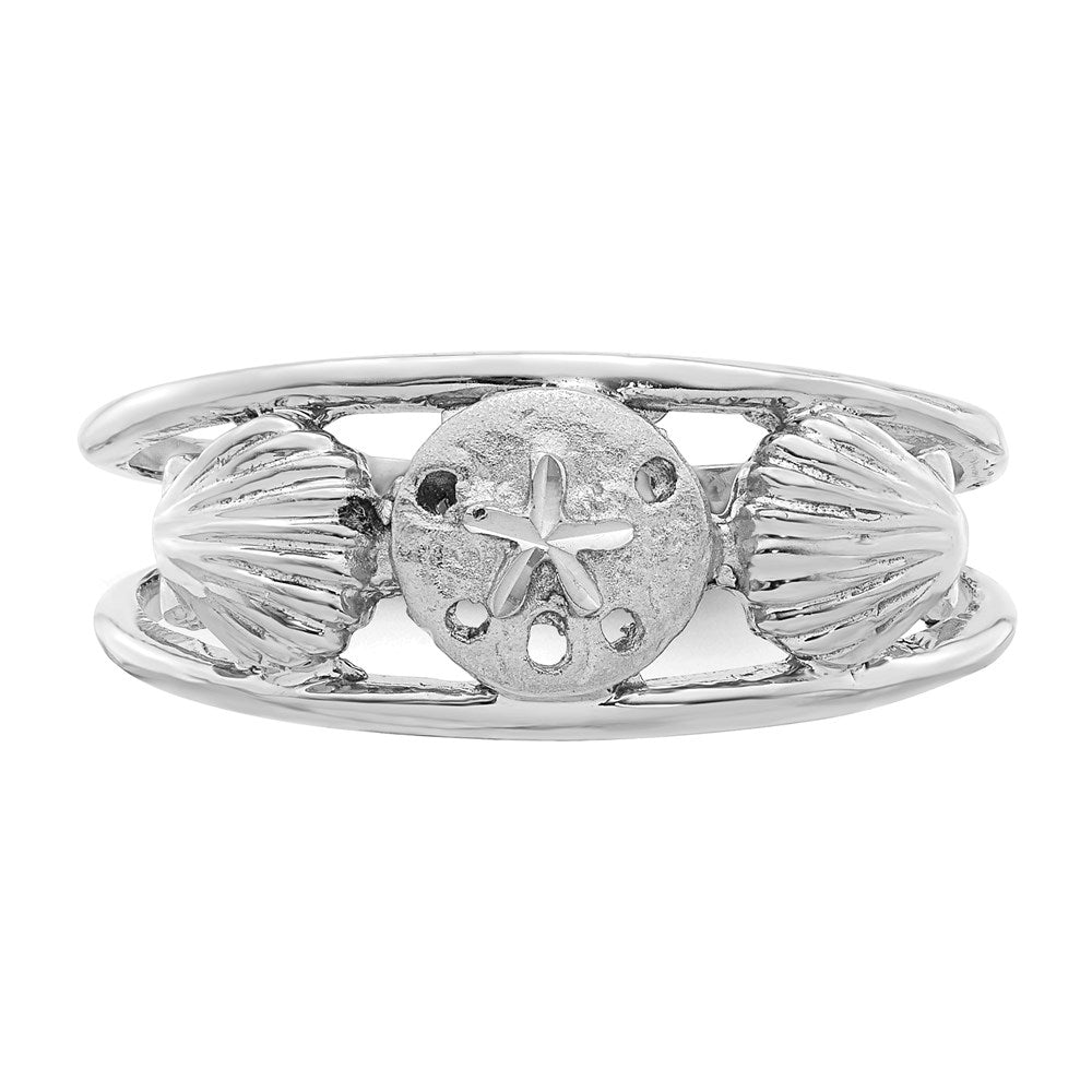 14K White Gold Brushed & Polished Sealife Ring