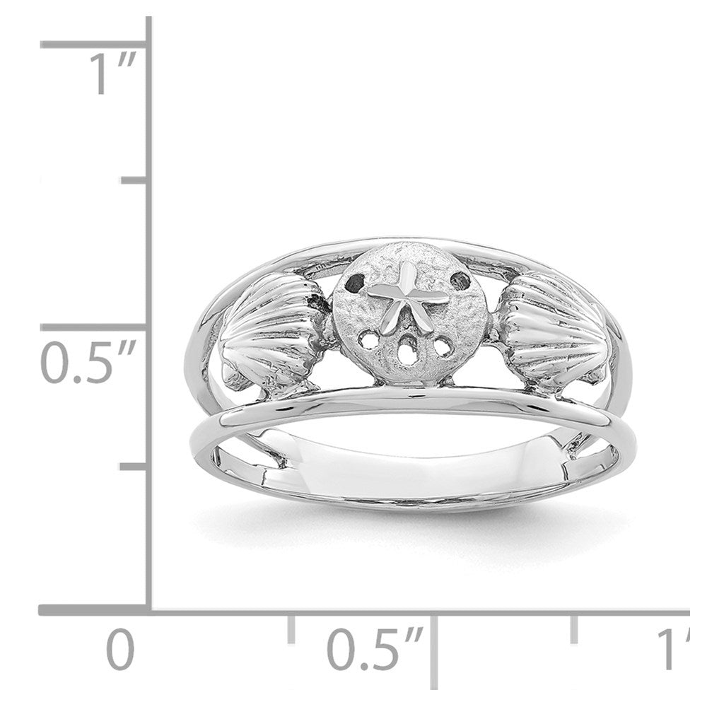 14K White Gold Brushed & Polished Sealife Ring