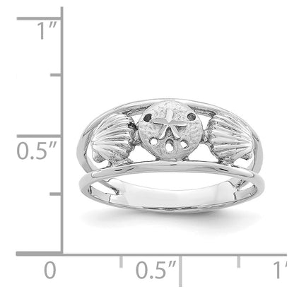 14K White Gold Brushed & Polished Sealife Ring