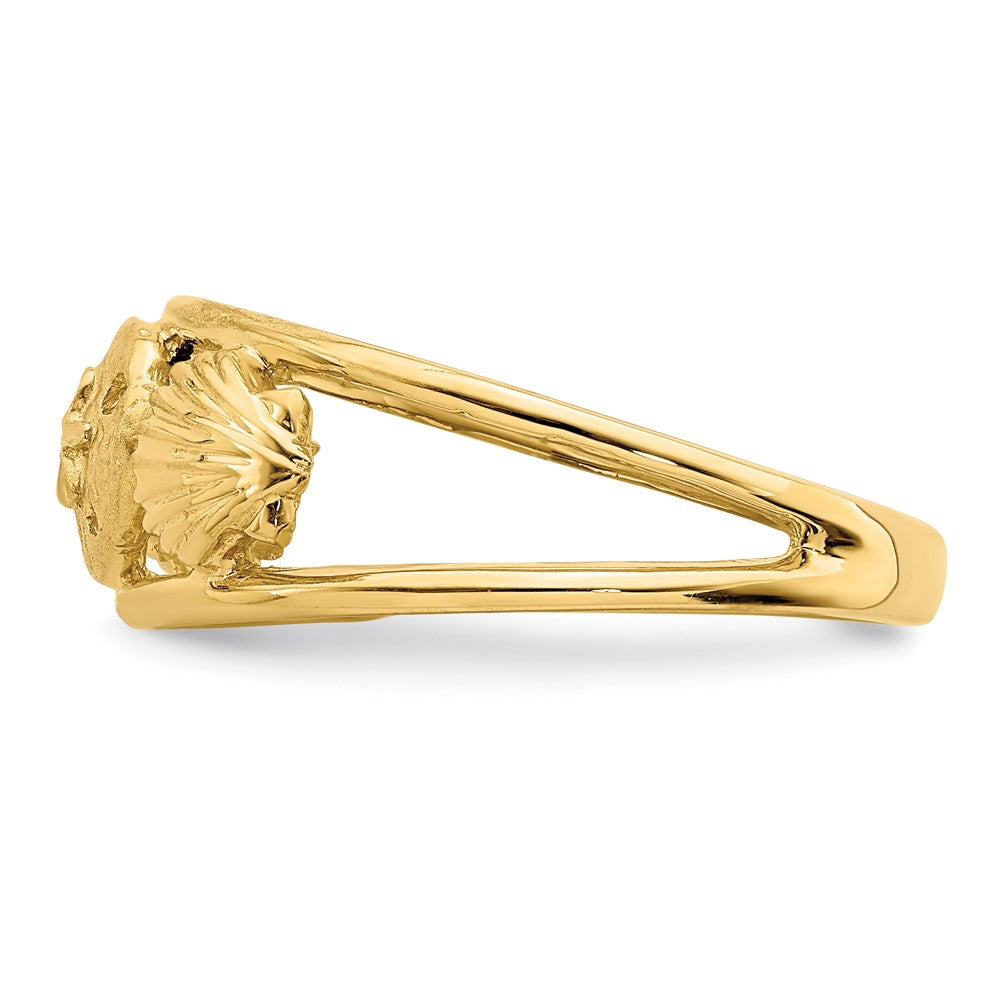 14K Yellow Gold Brushed & Polished Sealife Ring