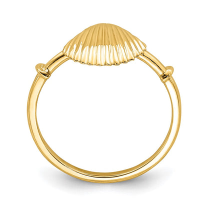 14K Yellow Gold Polished Shell Ring