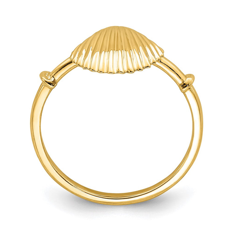 14K Yellow Gold Polished Shell Ring