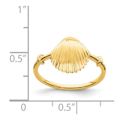 14K Yellow Gold Polished Shell Ring