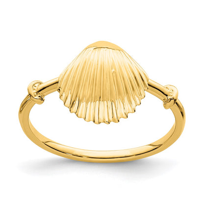 14K Yellow Gold Polished Shell Ring
