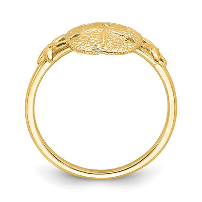 14K Yellow Gold Polished Sand Dollar Ring