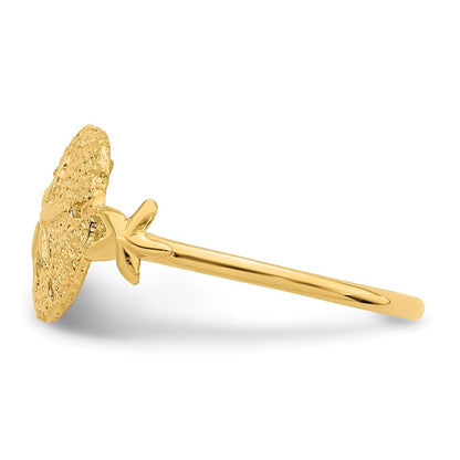 14K Yellow Gold Polished Sand Dollar Ring